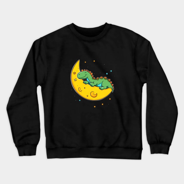 Dinosaur Sleeping On The Moon Crewneck Sweatshirt by MordaxFurittus